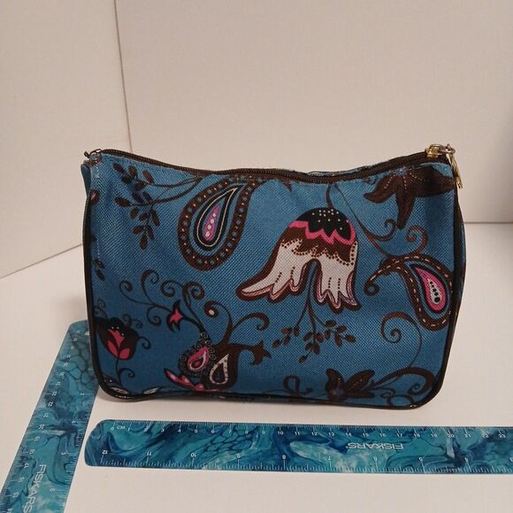 Estée Lauder Blue Paisley Cosmetic Bag – Floral Makeup Pouch – Travel Size - Picture 3 of 11